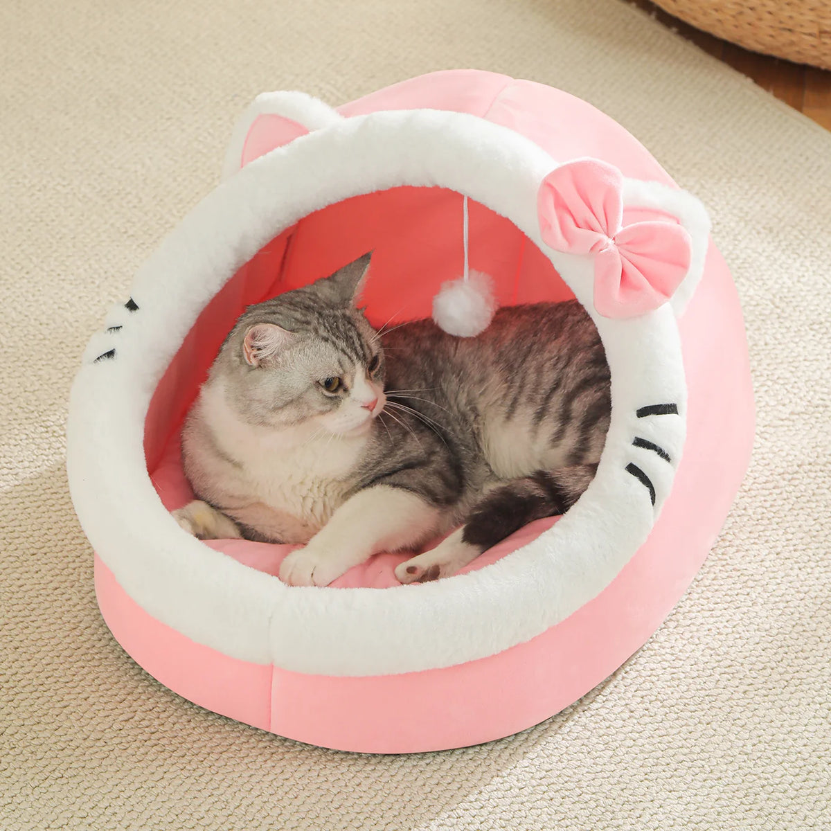 Cozy Cave Plush Cat Bed