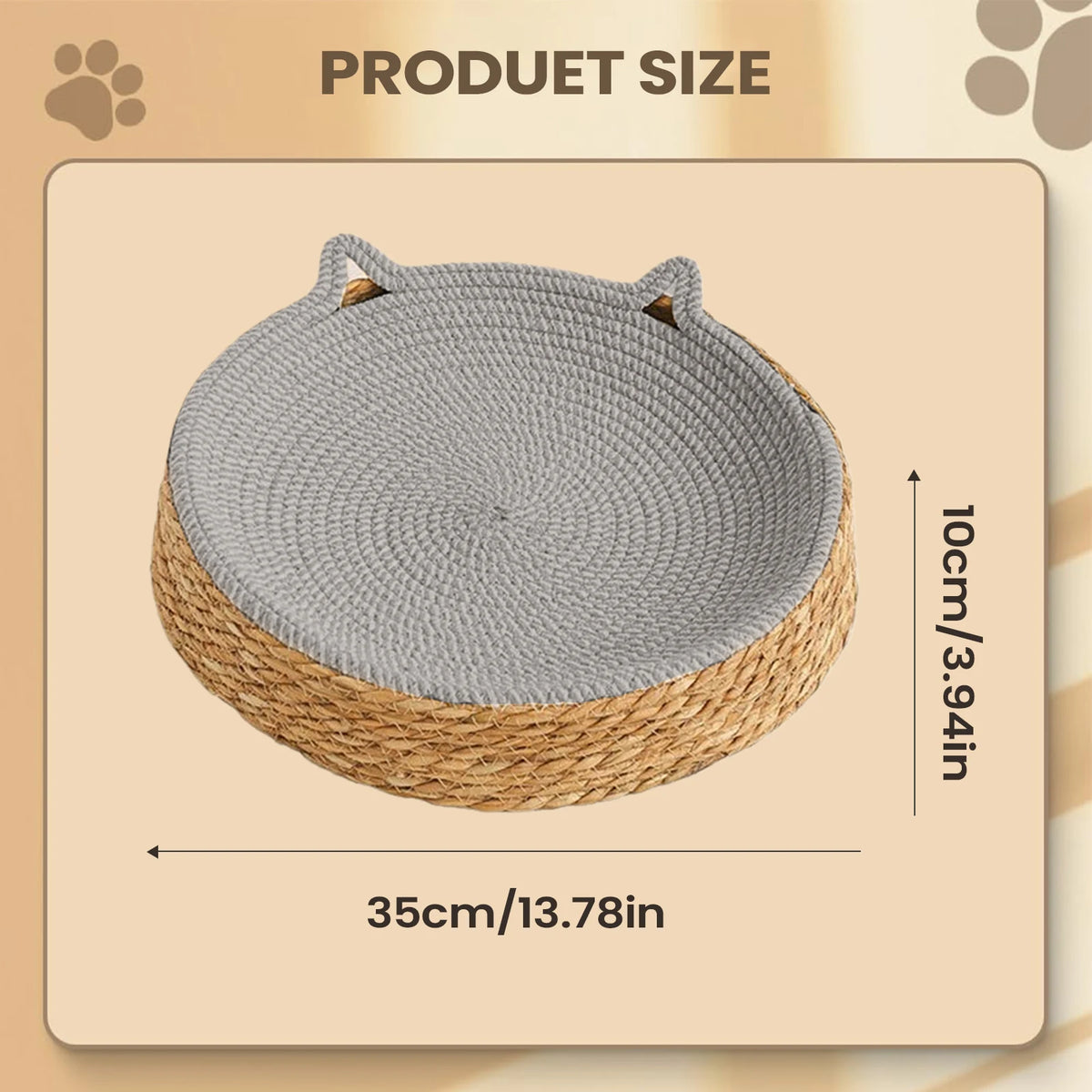Rattan Cat Sofa Bed with Scratch Board