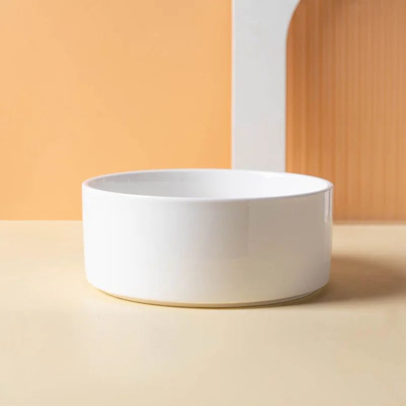 Ceramic Cat Bowl with Wooden Stand