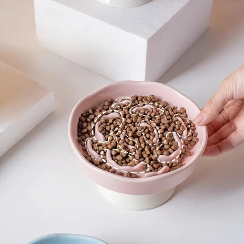 Ceramic Slow Feed Cat Bowl