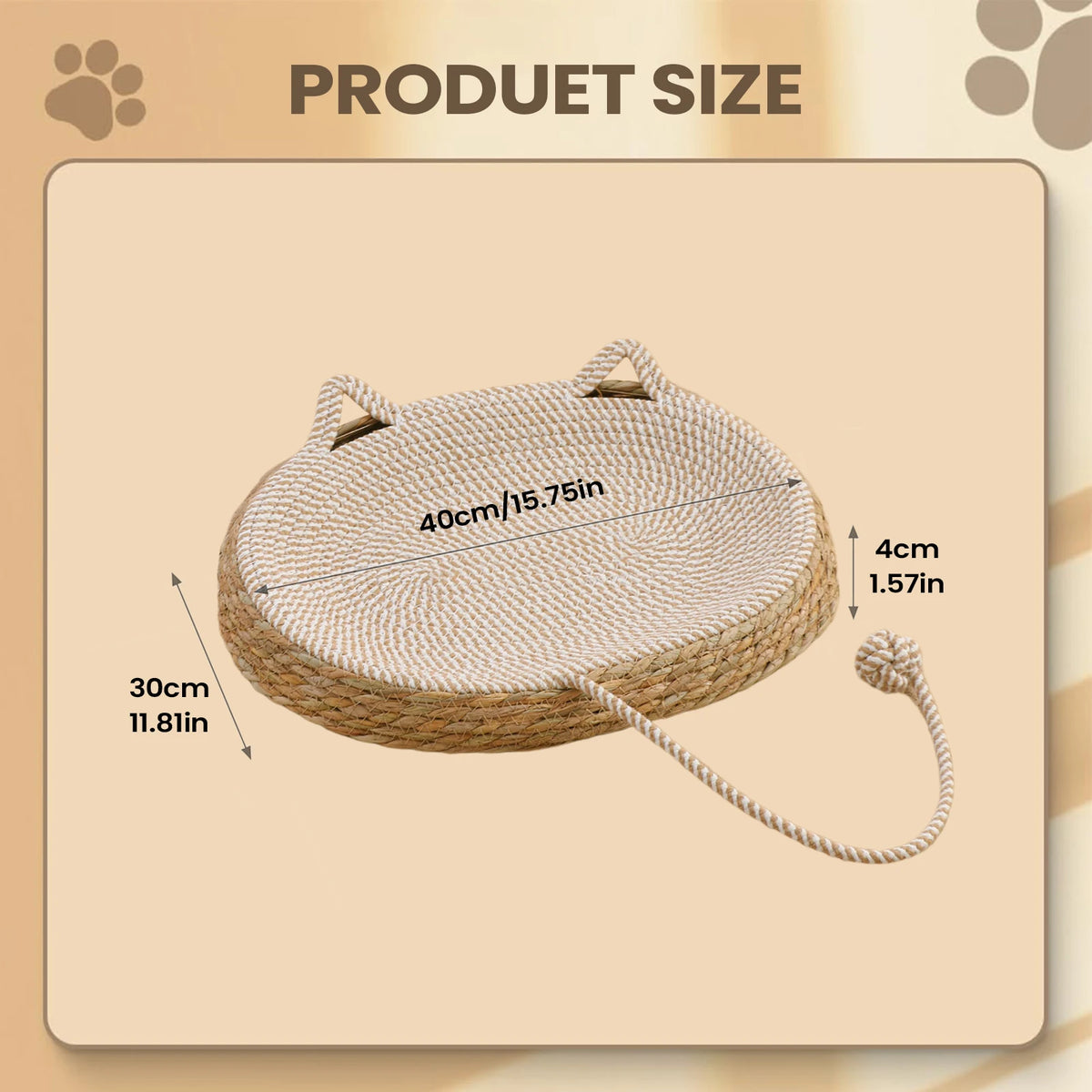 Rattan Cat Sofa Bed with Scratch Board