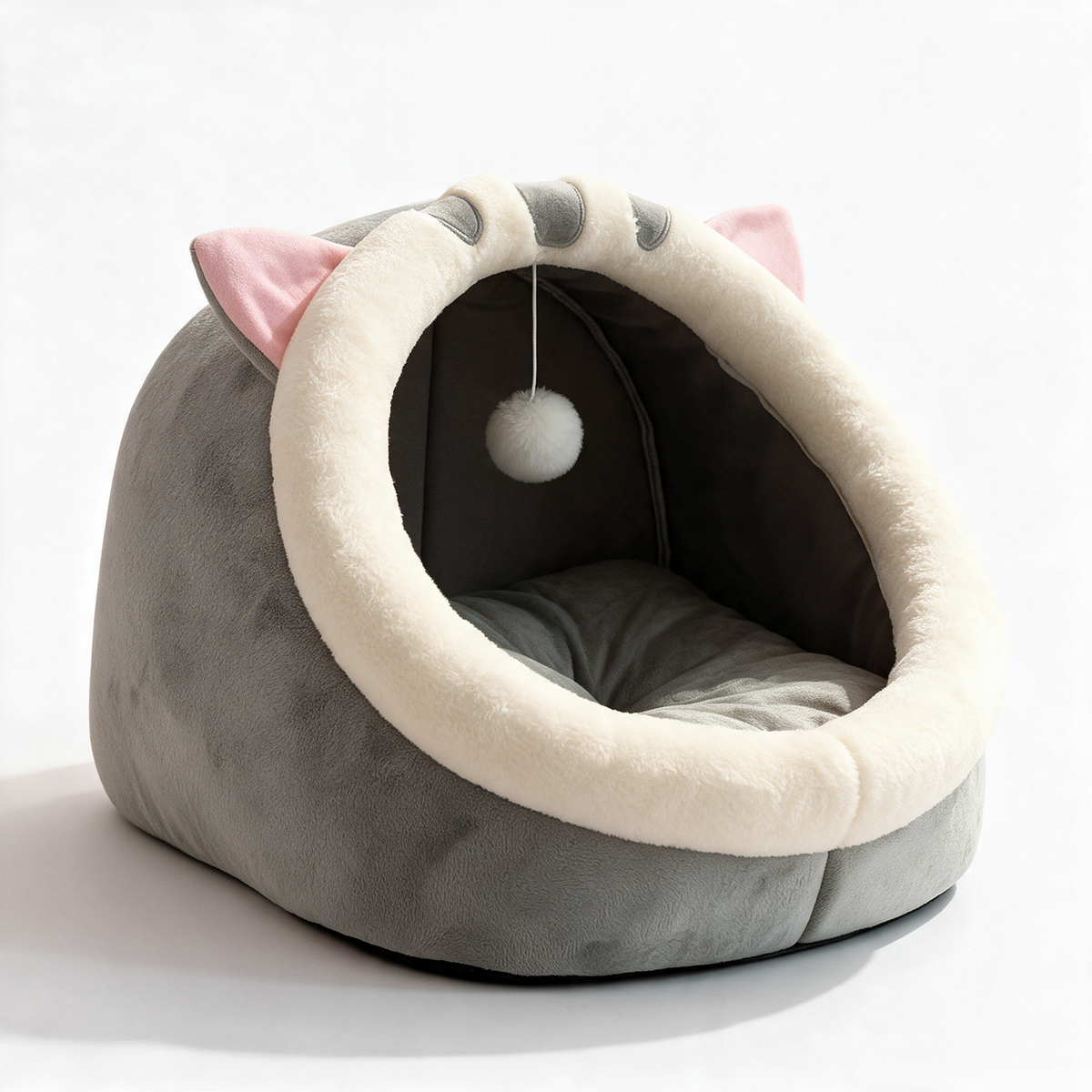 Cozy cave plush cat bed
