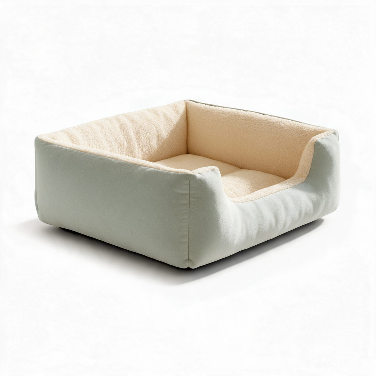 Square plush cat bed
