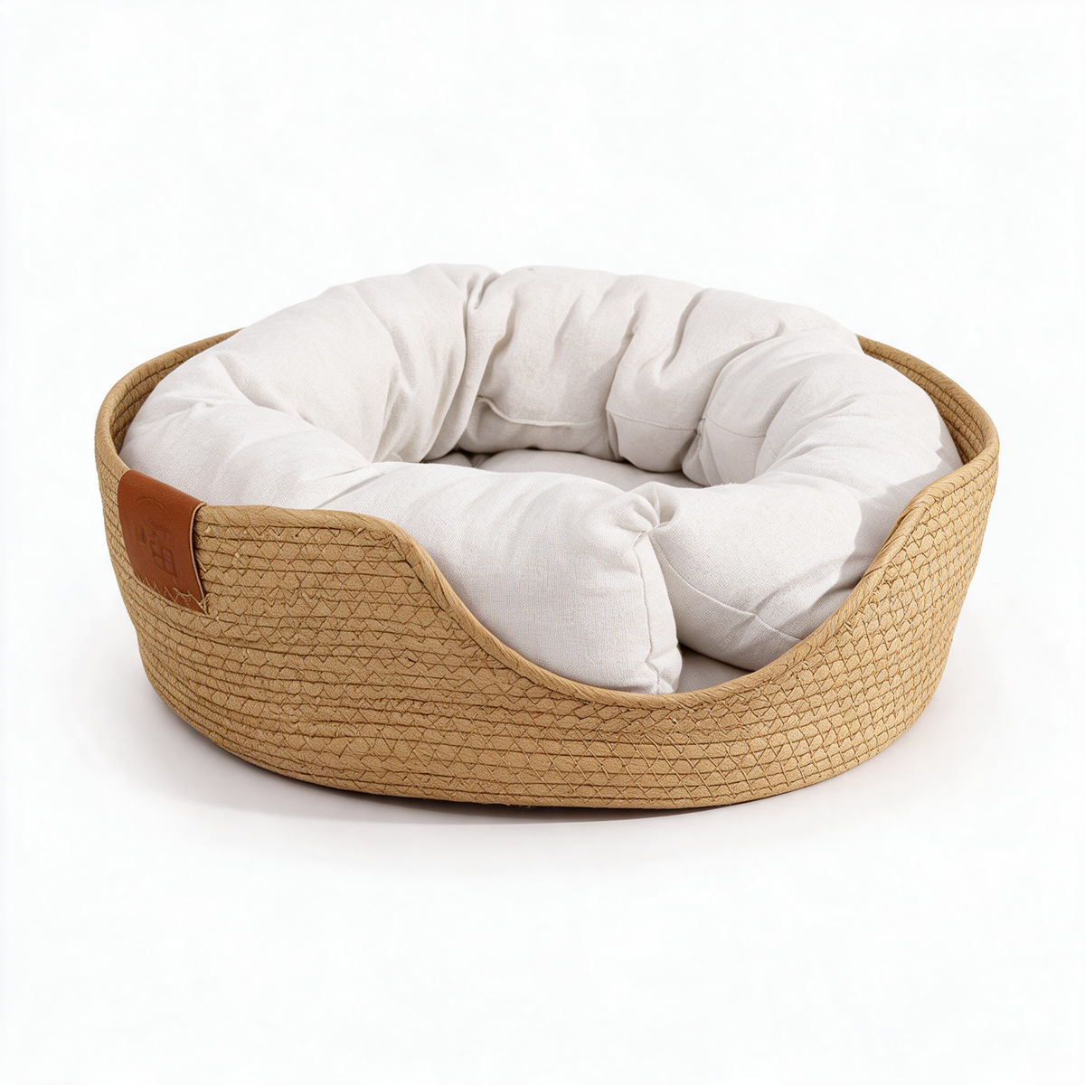 Bamboo woven cat bed with cushion