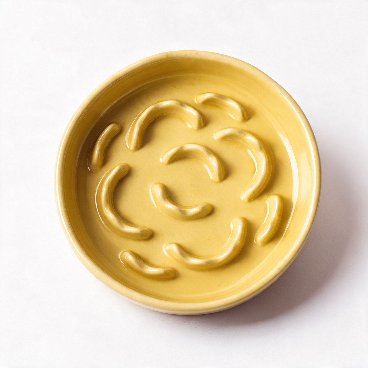 Ceramic slow feed cat bowl - Yellow