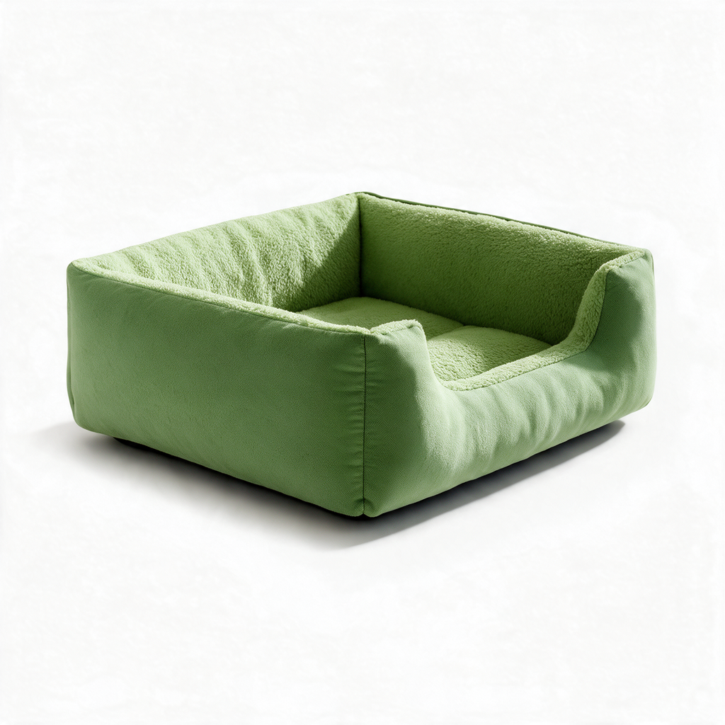 Square plush cat bed - Green