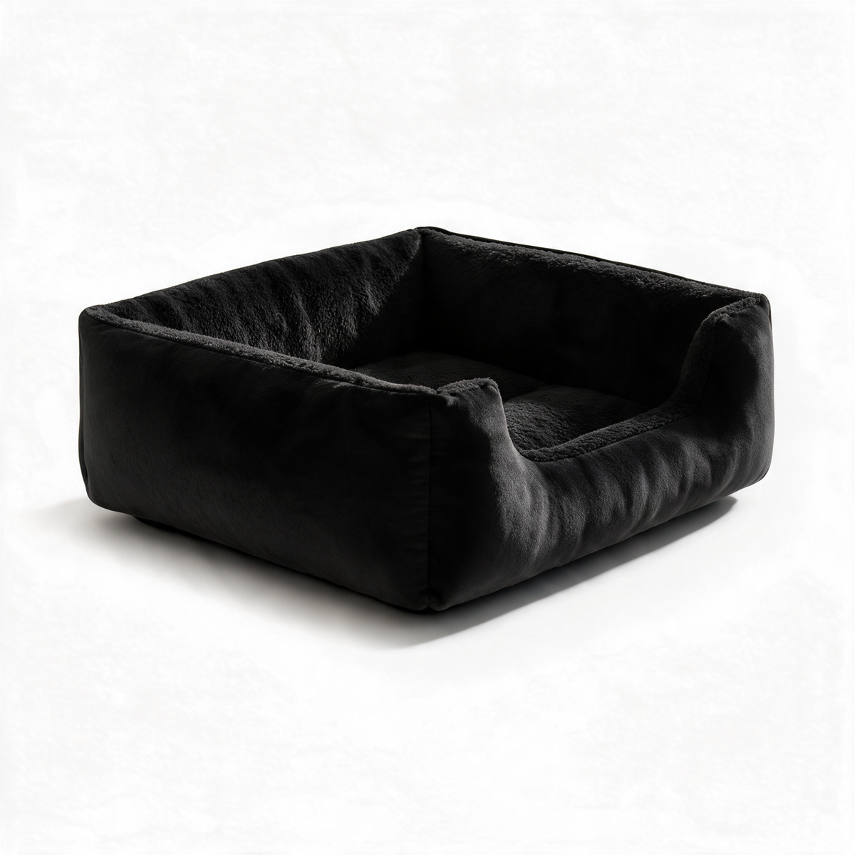 Square plush cat bed - Black