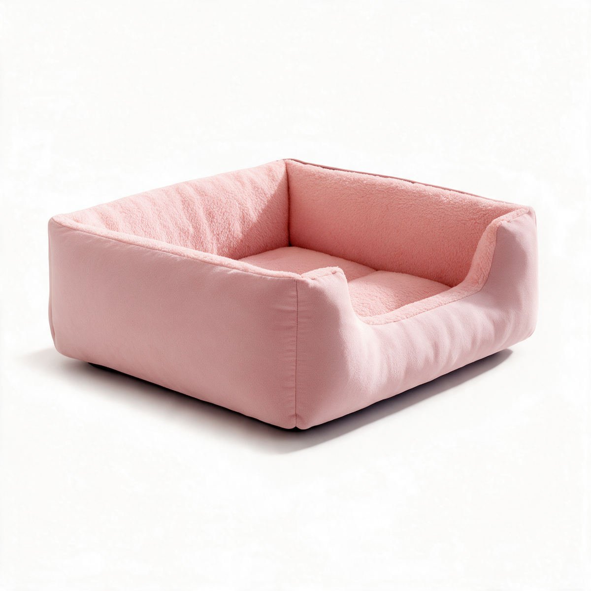 Square plush cat bed - Pink