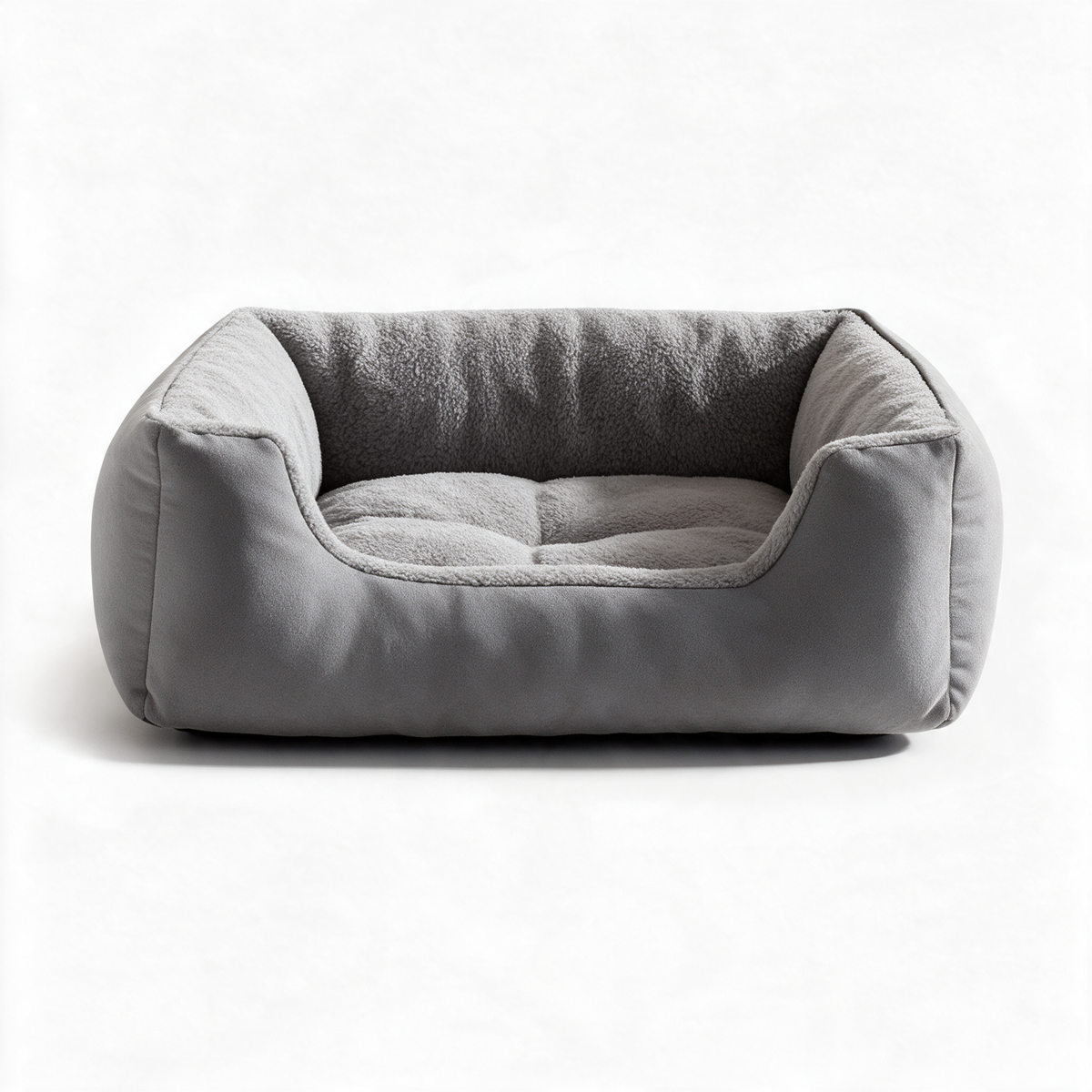 Square plush cat bed - Grey