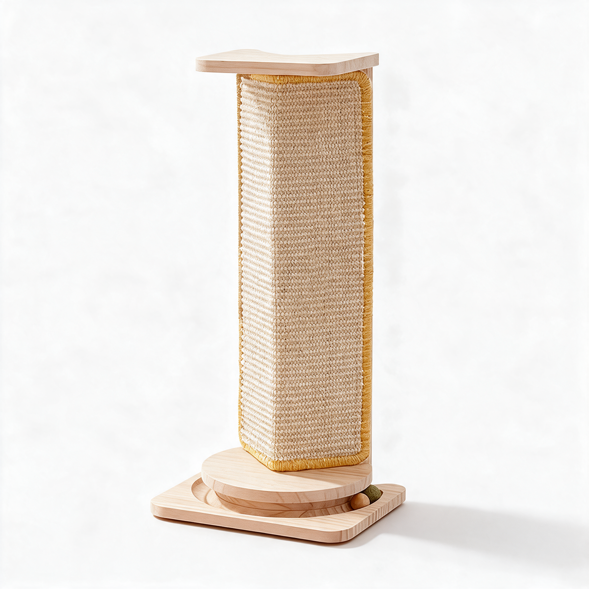 Natural sisal cat scratching mat on white background