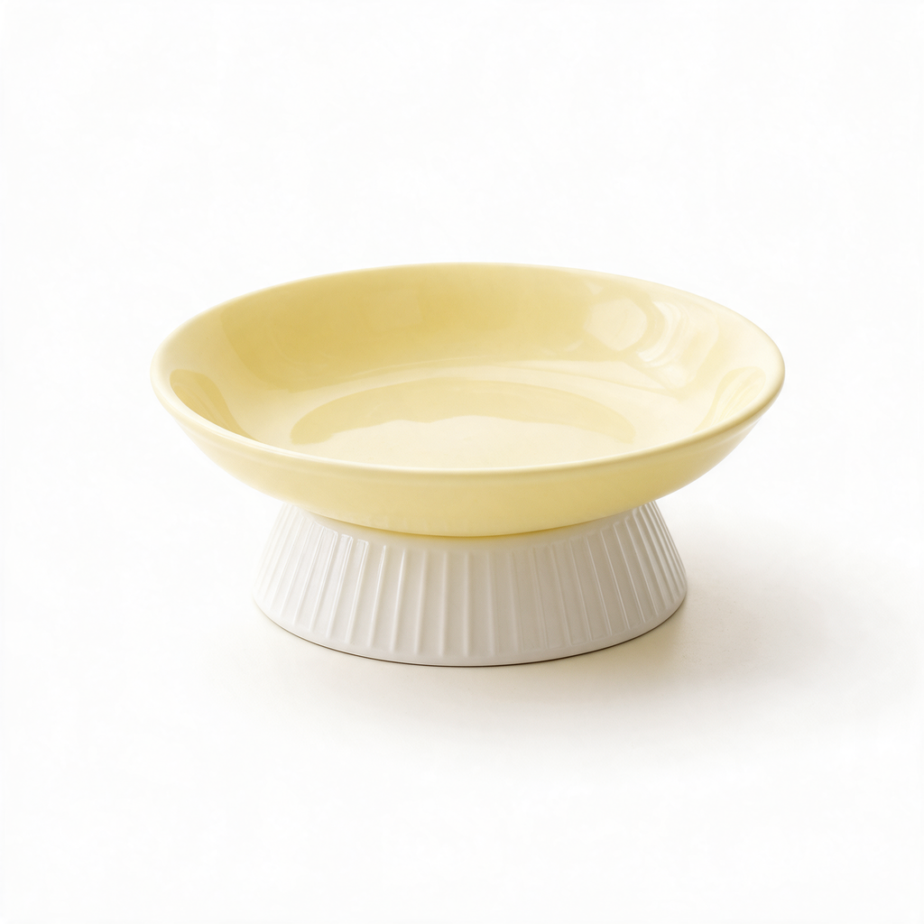 Ceramic anti-tip cat feeding bowl